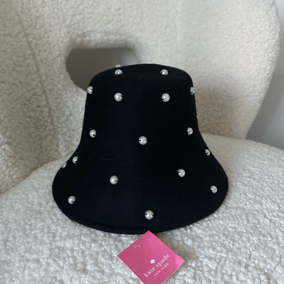 kate spade black silver rhinestone embellished cloche hat nwt - Picture 3 of 4